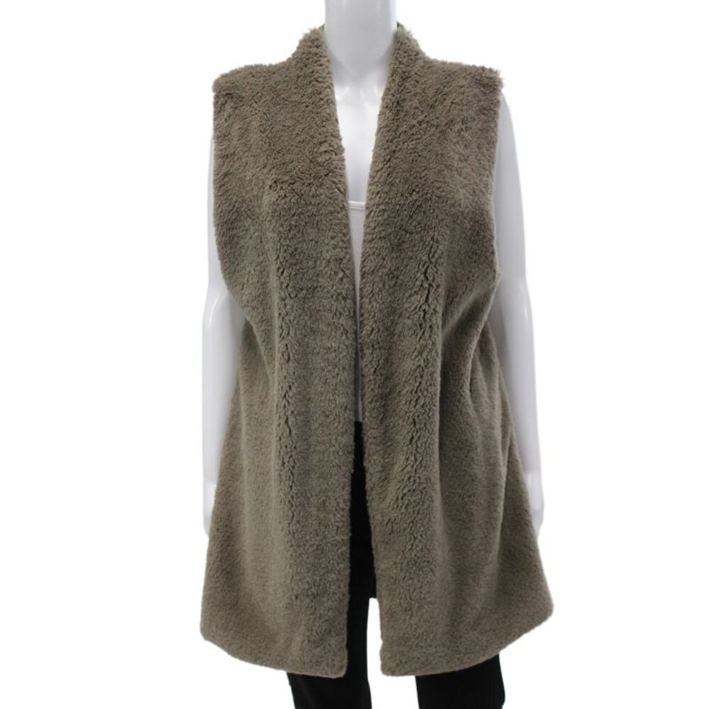 Hinge Women Kimono Vest Sleeveless V Neck Brown Polyester Size M